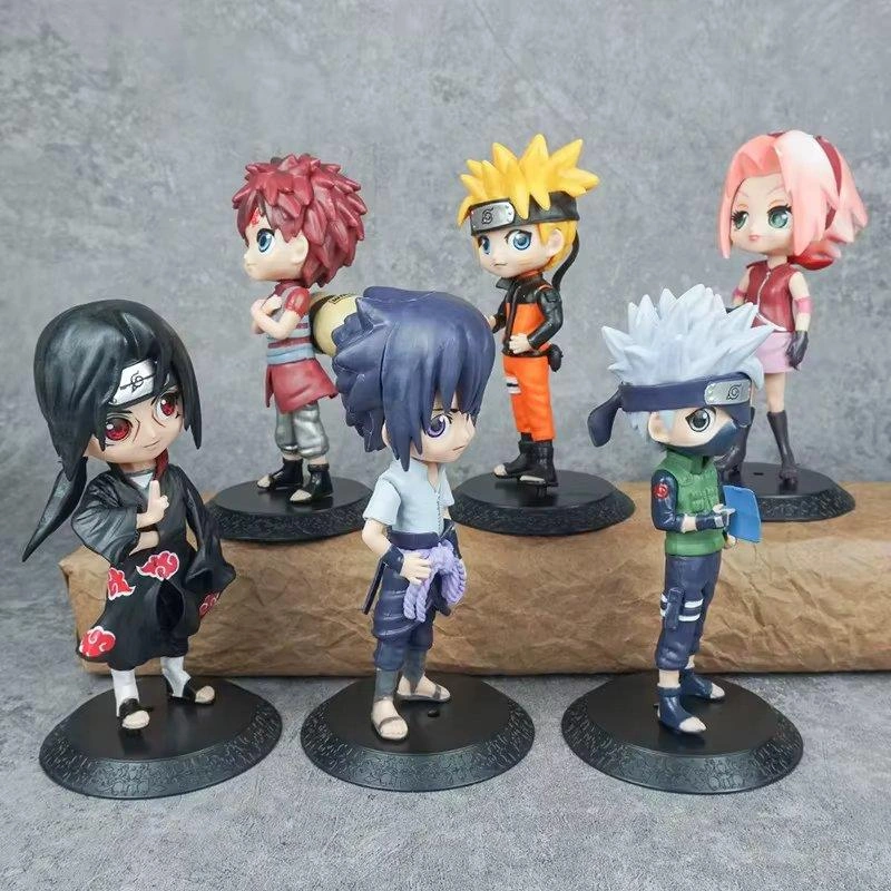 Naruto Shippuden 6'lı Anime Manga Figür Seti Uzumaki Kakashi İtachi Sakura Sasuke Bir Arada 15 Cm. Naruto - Bandai