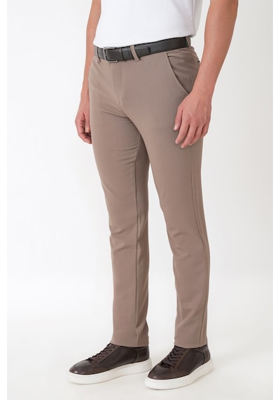 Slim Fit Yan Cep Esnek Yünlü Bej Pantolon P 1232