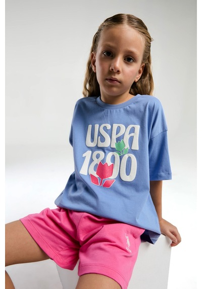 U.S. Polo Assn. Kız Çocuk Mavi Şort Takım Us2096 Mavi
