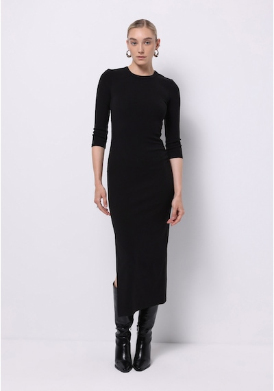 Colin's Colins Slim Fit Düz Kadın Siyah ¾ Kol Elbise Cl1076177 Q1.v2 Blk Siyah