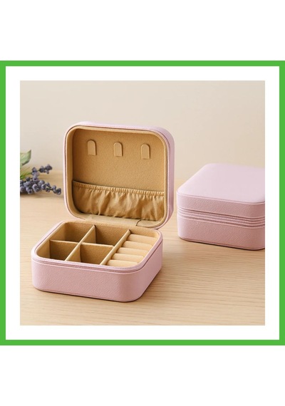 Vaveni Mini Fermuarlı Takı Kutusu 10x10x5 Cm - Suni Deri, 4 Bölmeli Arz Çok Renkli