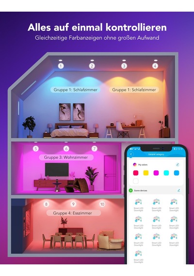 Govee Smart Led Gömme Spot Işıklar 11w, Rgbww Gömme Işıklar 120 Mm Kısılabilir, Matter Ve Alexa 850lm İle Uyumlu Ultra Düz Tavan Spotları, Banyo, Mutfak, Oturma Odası İçin Gömme Spotlar, 4'lü Paket Siyah