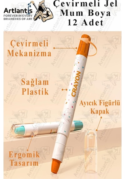 Çevirmeli Jel Mum Boya 12 Renk 1 Adet Plastik Kutulu 12 Li Mum Boya Kalemi Silinebilir Zararsız Yıkanabilir Çok Renkli Çevirmeli Jel Mum Boya 12 Renk 1 Adet Plastik Kutulu 12 Li Mum Boya Kalemi Silinebilir Zararsız Yıkanabilir Çok Renkli