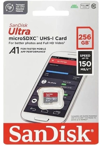 SanDisk Ultra SDSQUAC-256G-GN6MN 256 GB microSDXC Class 10 UHS-I Hafıza Kartı