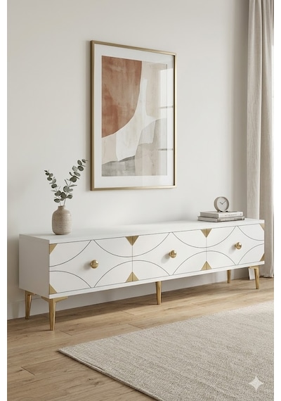 Tsa1897bg Alfa Tv Sehpası Beyaz-gold 180cm