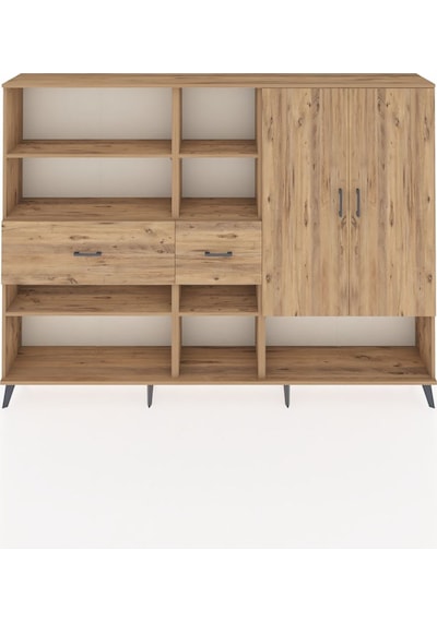 Arges Dolap 10 Raflı 2 Çekmeceli 2 Kapaklı 220x30x163 Çam-çam Çam-çam