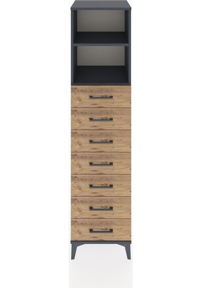 Hyperion Dolap 2 Raflı 7 Çekmeceli 44x44x182 Antrasit-çam Antrasit