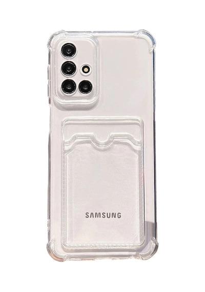 Samsung Samsung Uyumlu Galaxy A71 Kapak Kamera Korumalı Kartlıklı Darbe Emici Özellikli Şeffaf Silikon Kılıf