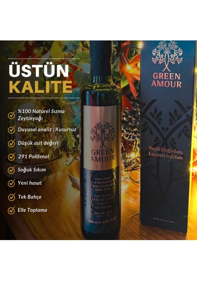Green Amour Erken Hasat Soğuk Sıkım Natürel Sızma Zeytinyağı 500 ML