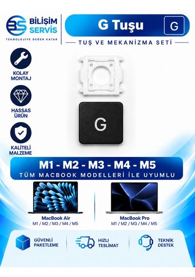 Apple Macbook Pro & Air M1-m2-m3-m4-m5 Uyumlu Mekanizmalı G Tuşu