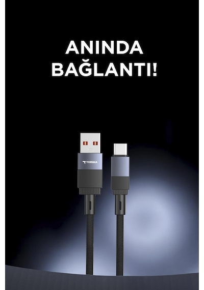 Torima U18 Siyah Usb İle Type-c Şarj Ve Data Kablosu