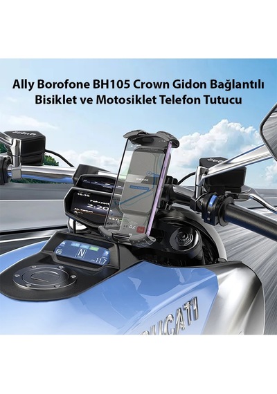 Ally Borofone Bh105 Crown Gidon Bağlantılı Bisiklet Ve Motosiklet Telefon Tutucu- 5775