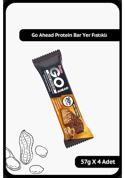 Go Ahead High Protein Bar - Sütlü Çikolatalı Ve Yer Fıstıklı - 57 Gram - 4 Adet