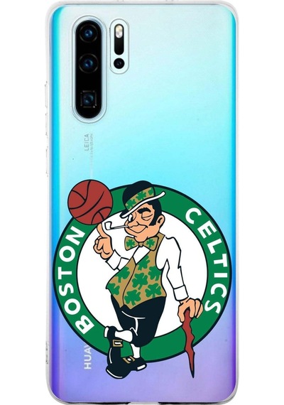 Huawei P30 Pro Uyumlu Kapak Boston Celtics Tasarımlı Şeffaf Silikon Kılıf Şeffaf