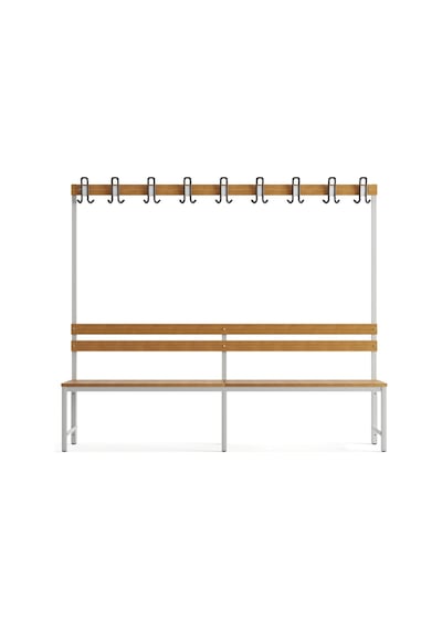 Ayakkabılıksız 6 Ayaklı Tek Taraflı Bank, Kanca Şeritli Bank, 9 Kanca, 200x43x170 Cm, Spor Bankı