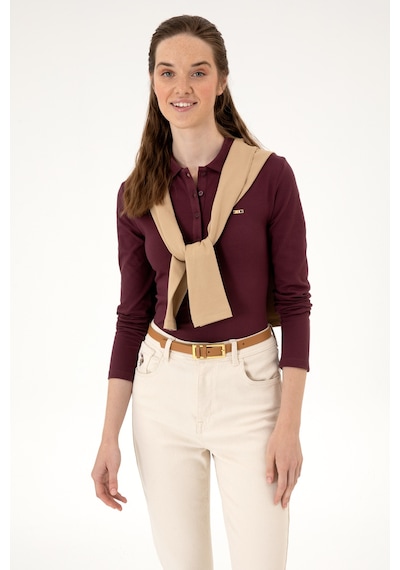 U.S. Polo Assn. Kadın Bordo Basic Polo Yaka Sweatshırt 50313593-VR177