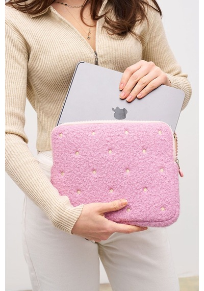 Mussen Puantiyeli Tablet Kılıfı 10 & 11 İnç Uyumlu Pembe