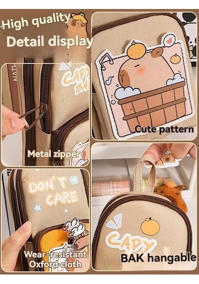 Agoodshop Büyük Capicacity Kapibara Capybara Karikatür Kalem Kutusu Sevimli Kalem Tutucu Kalem Çantas 3bp-yeşil