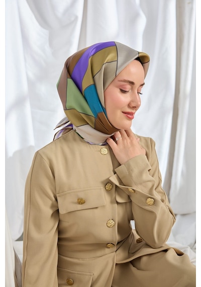 Silk Home %100 Twill İpek Eşarp S543 Kahverengi