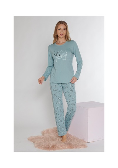 Alperi Uzun Kol Pijama Takımı Viskon 790-37 MİNT