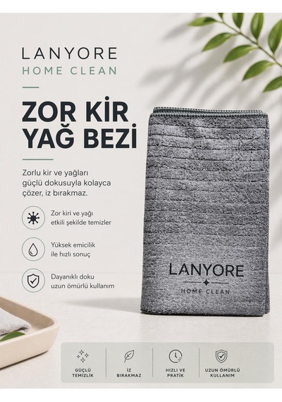 Lanyore Home Clean Premium Zor Kir Yağ Bezi Gri