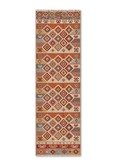 Dekoratif Halı Kaymaz Taban Leke Tutmaz Yıkanabilir Kilim Özel Ölçü Salon Halısı 3052 Çok Renkli
