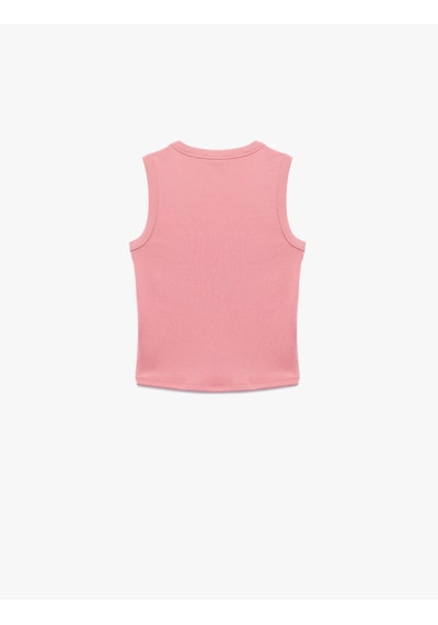 Koton Slim Fit Bisiklet Yaka Pamuklu Ribanalı Kolsuz Bluz Pembe 6wak10163ek Gül