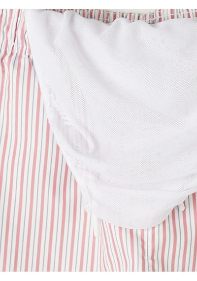 Lcw Swımwear Pembe Kısa Boy Beli Lastikli Çizgili Erkek Deniz Şortu