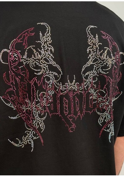 Zaee Phantom Wings Taşlı Oversize Tişört Siyah