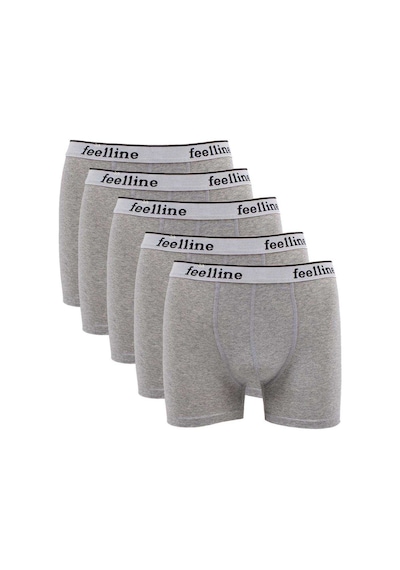 5 Adet Feelline Gri Pamuklu Doğal Likralı Erkek Boxer M