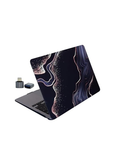 Macbook Air 13.6 İnç Soyut Mermer Desenli Kılıf A2681 A3113 A3240 A3449 M2 M3 M4 M5 Uyumlu Sert Hard Case Açık Siyah