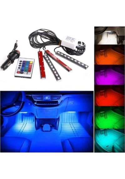 Araç Içi Ayak Altı Kumandalı Led Sese Duyarlı 4x12 Fonksiyonlu Ayak Altı Aydınlatma Ayak Altı Led