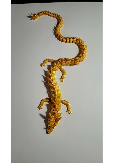 55 Cm Büyük Boy 3d Baskı Altın Ejderha Figürü Eklemli Dragon Biblo Dekoratif