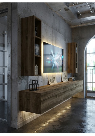 Resital Ledli Duvara Monte Tv Sehpası - Ceviz - W6007-2 Ceviz