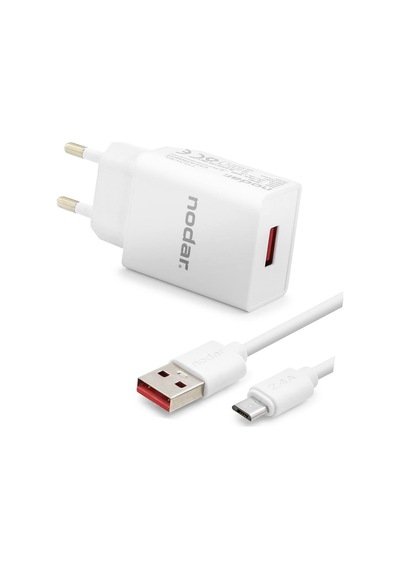 Micro Usb Hızlı Şarj Seti 12w 2.4a Usb Adaptörlü 1 M Pvc Kablolu Beyaz Nd1004 Evimdeyokyok