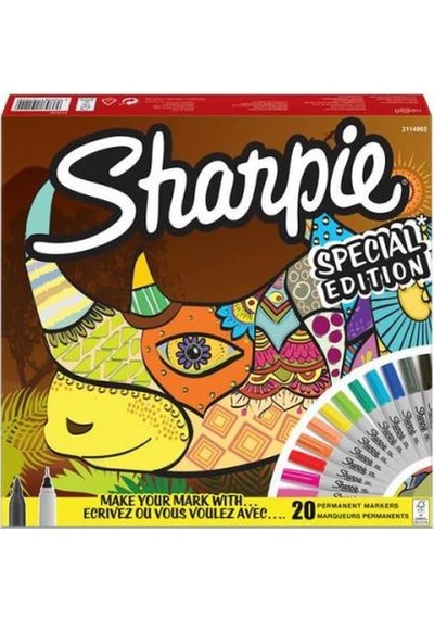 Sharpie Fine Permanent Markör 20Li Karışık Kutu Gergedan