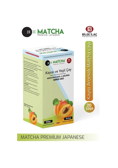 Bilge Matcha Premium Japenese Kayısı ve Yeşil Çay İçeren Toz Takviye Edici Gıda 20 x 8 G