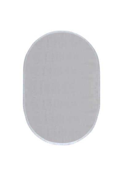 Comfort Oval Overloklu Peluş Halı Gri Gri Düz Saçaklı Oval
