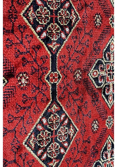 Afgan Halısı Bilicik Etnik Hoca Roshnai Otantik Desen Viskon Kırmızı Halı Bc04 Ş. Bordo