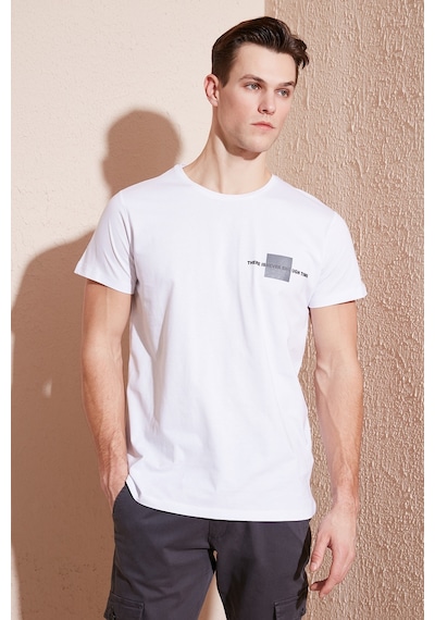 Buratti Bisiklet Yaka Pamuklu Slim Fit Erkek T Shirt 541There Beyaz
