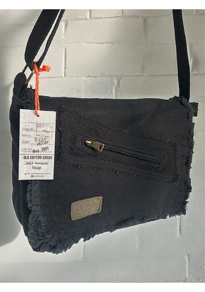 Old Cotton Cargo Vintage Salaş Orta Boy Unisex Günlük Çapraz Postacı Tablet Çantası M 32 Cm X 27 Cm Siyah