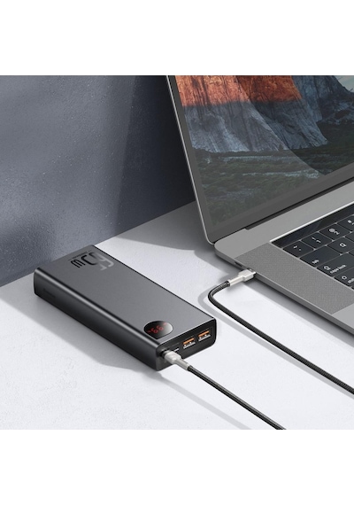 Baseus Adaman 65W 20.000 Mah Telefon Tablet Apple Uyumlu MacBook Dijital Ekran-Siyah
