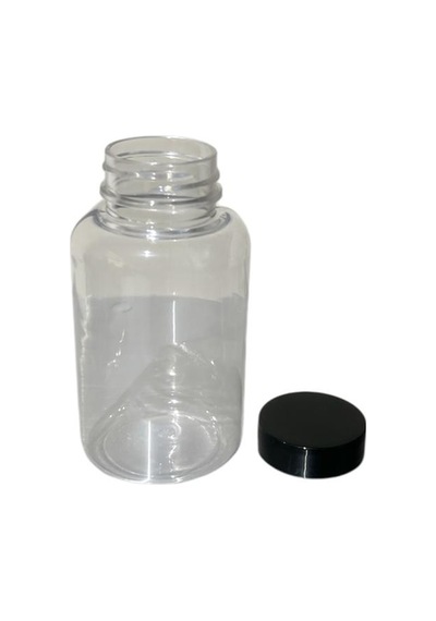 200ml Şeffaf Tablet Şişesi Siyah Kapak, 48 Adet, Tablet Şişesi, Ecza Şişesi, Kozmetik Şişe Diğer
