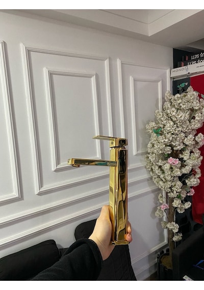İsaoğlu Yapı Parlak Gold Joy Design Çanak Lavabo Bataryası Gold