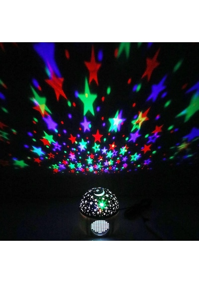 Renkli Led Işıklı Mini Yıldızlı Disko Lambası Bluetooth Colorful Led Light + Hoparlör Usb Kablolu