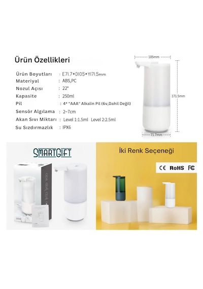Otomatik Sensörlü Sıvı Sabunluk 250ml