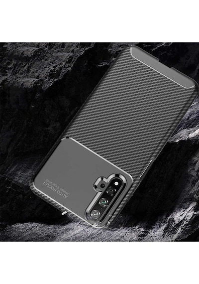 Huawei Nova 5T Kilif Silikon Esnek Karbon Görünüm Negro 404020710