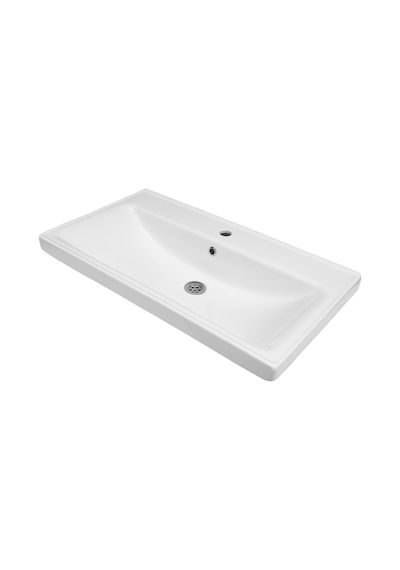 Karen Banyo Ege 80 Cm Lavabolu Alt Banyo Dolabı, Kapaklı Banyo Alt Dolabı,seramik Lavabo Dahil Beyaz