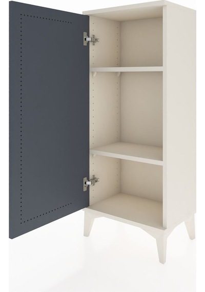 Arges Komodin 2 Raflı Tek Kapaklı 44x30x106 Aytaşı-antrasit Aytaşı