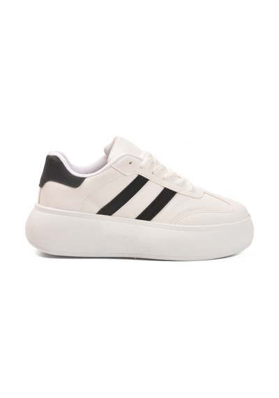 Beyaz Siyah Yüksek Taban Bağcıklı Unisex Sneaker Dvs-01 Z Beyaz - Siyah